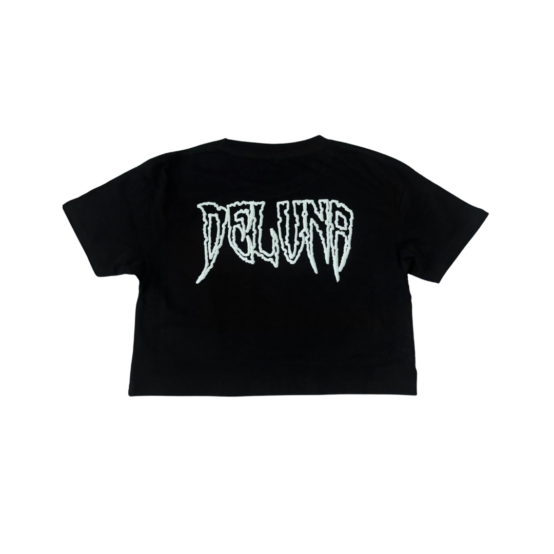 Deluna Black Cropped Logo Tee