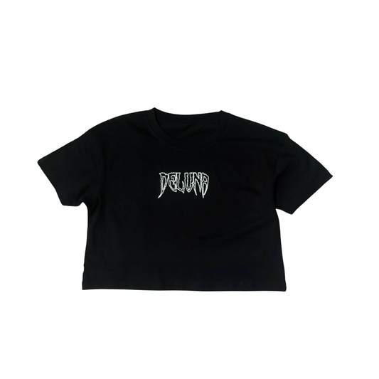 Deluna Black Cropped Logo Tee